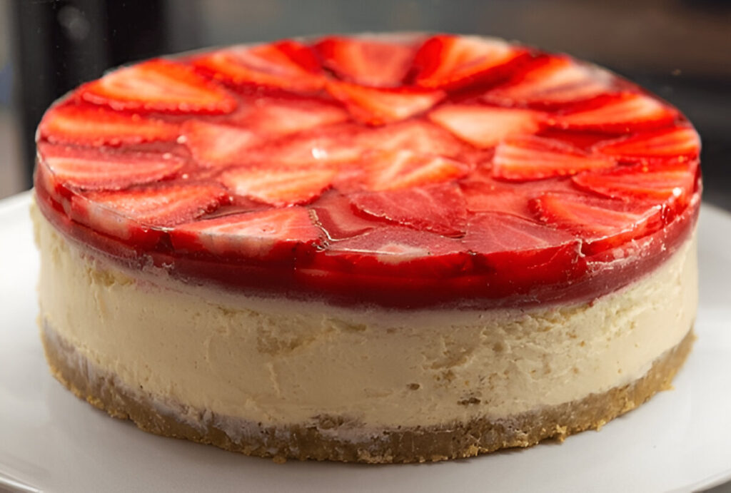 Strawberries and Wine Flower Cheesecake