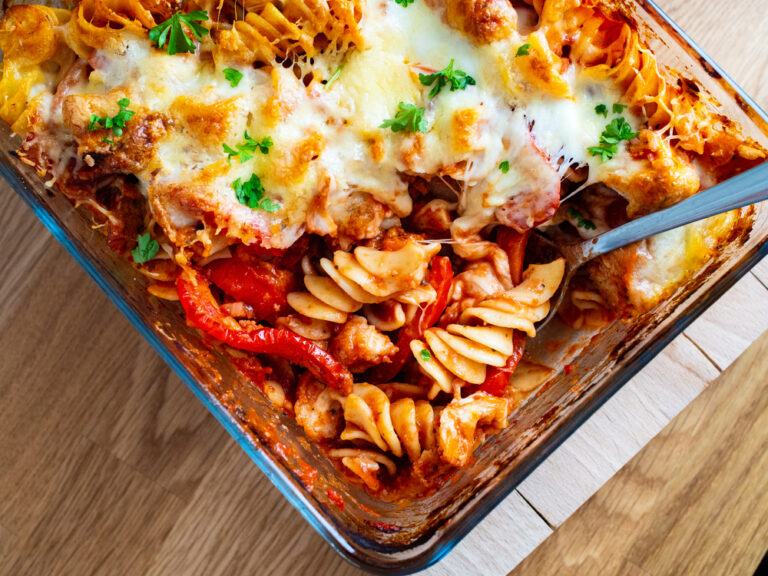 Chicken, Spinach, and Cheese Pasta Bake recipe