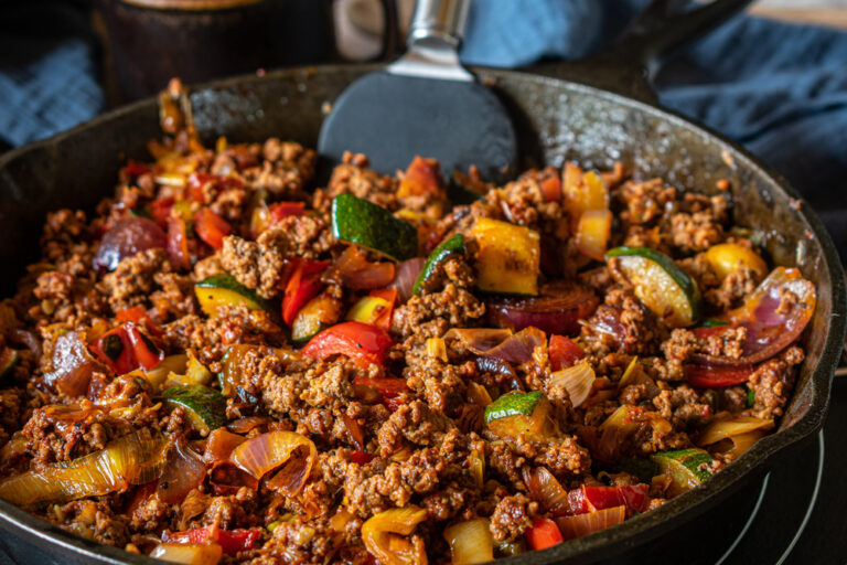 Ground Beef and Peppers Skillet recipe