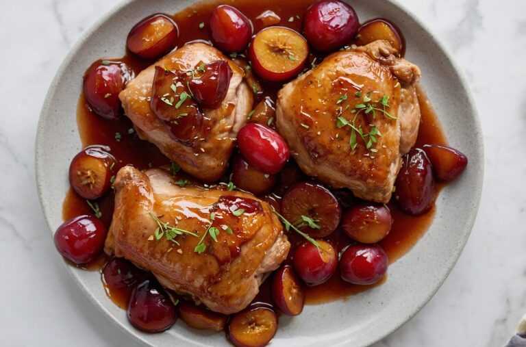 Chicken Thighs With Fresh Plum Agrodolce