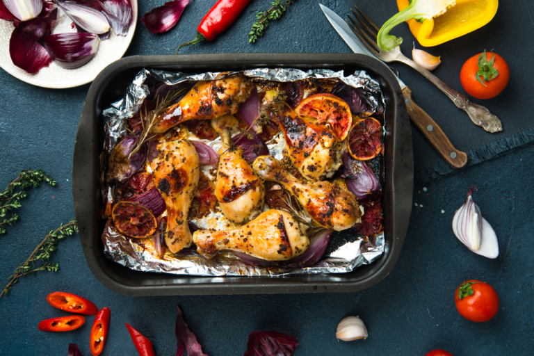 Chicken Thighs with Sour Cherries and Cucumber Yogurt