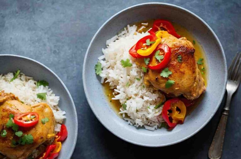 Coconut-Braised Chicken Thighs With Turmeric and Peppers