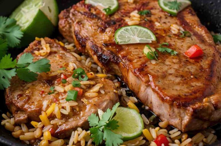 Tex-Mex Pork Chops and Rice Skillet