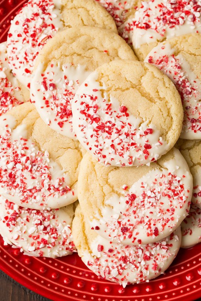 White Chocolate Dipped Peppermint Sugar Cookies