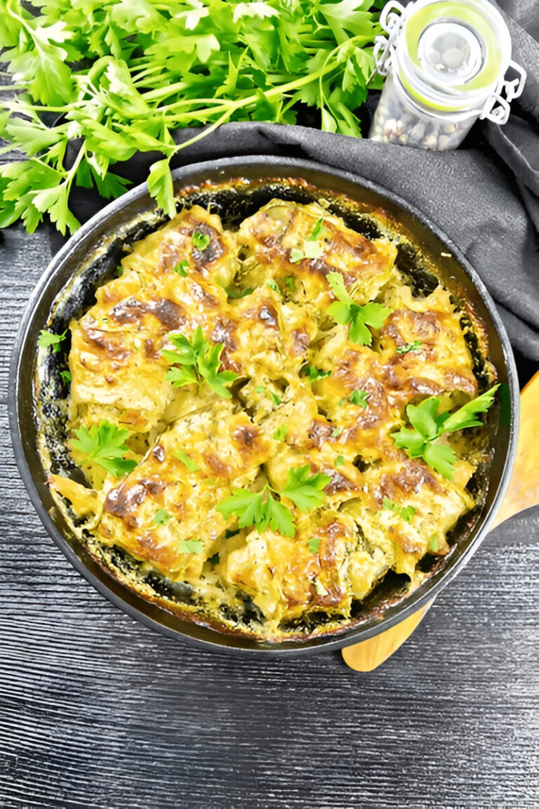 One Pan Baked Pesto Orzo with Chicken Meatballs