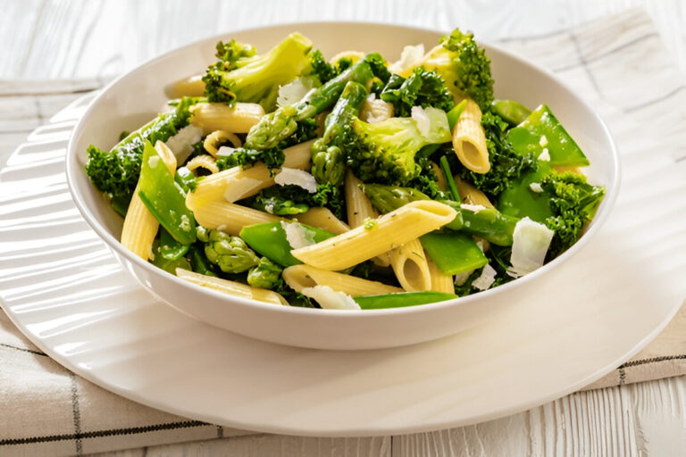 Pasta Primavera with Peas, Asparagus and Kale