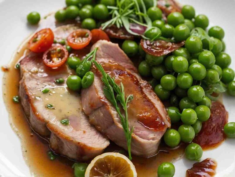 Pork Saltimbocca with Peas