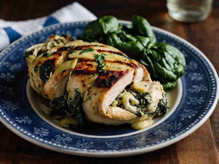 Grilled Spinach Artichoke Stuffed Chicken