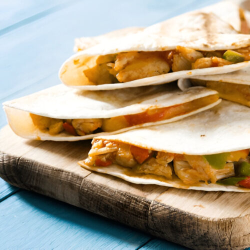 Air fryer cheese & chorizo quesadillas