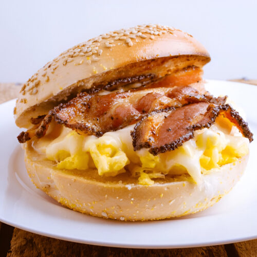 Air-fryer ham, cheese & egg bagel