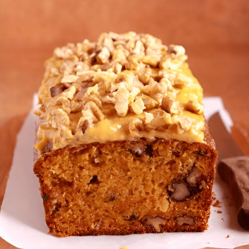 Banana Pecan Bread With Caramelized White Chocolate Sorghum Glaze