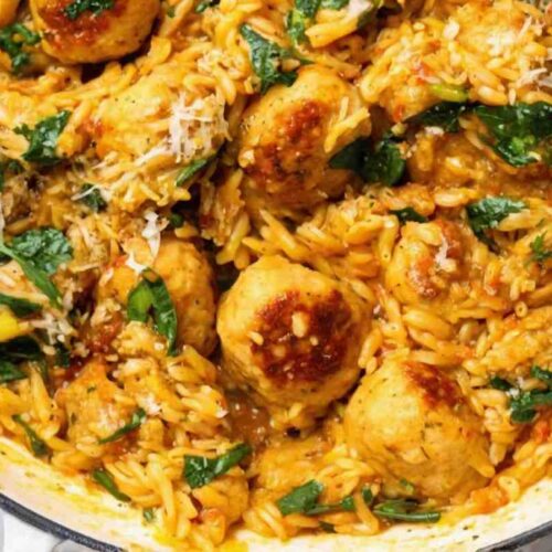 Marry Me Chicken Meatballs Orzo